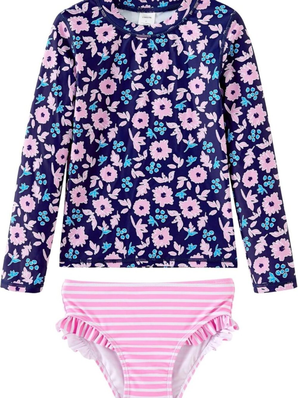 Toddler and Little Girls Rash Guard Sets with Bikini Bottoms Swimwear